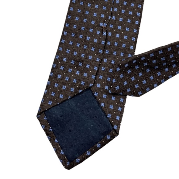 ZADI ANDREWS XL Brown Geometric Silk LUXURY Tie ITALY - Picture 5 of 5